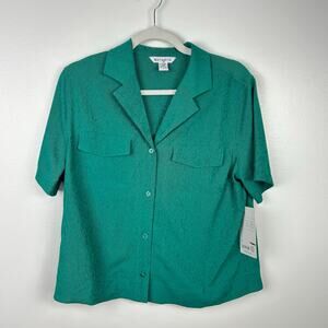 NEW Athleta Echo Top Blouse Emerald Green Packable Short Sleeved Size Small